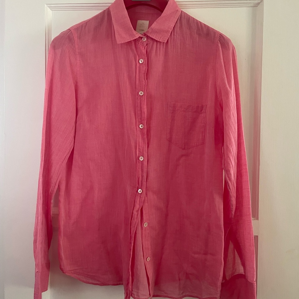Vintage 90s J. Crew Ladies Boy Shirt Pink Button-Down - Sz 10